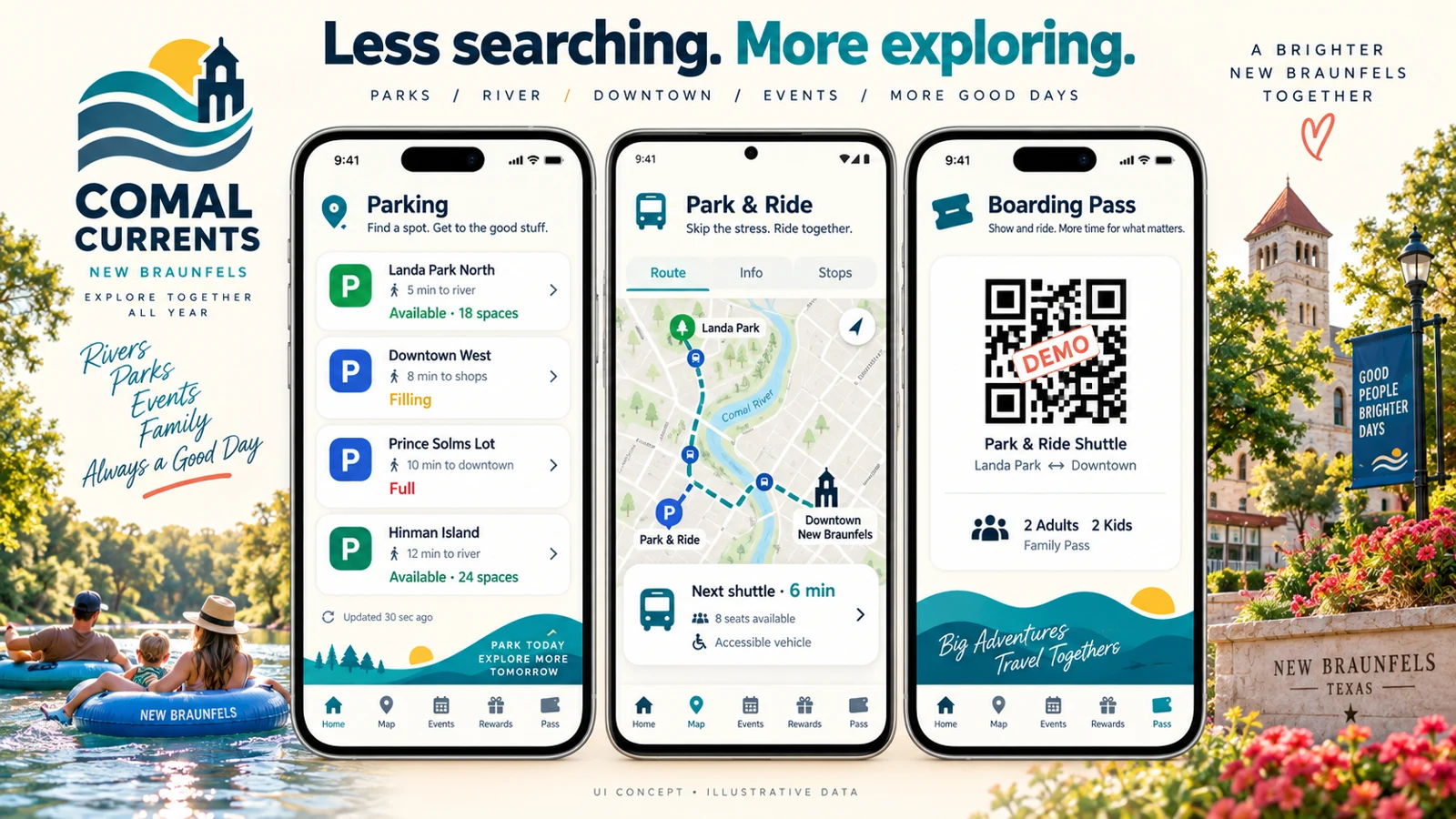 City App parking and shuttle information concept